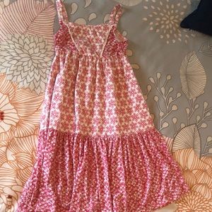 Red and white cotton tiered dress.